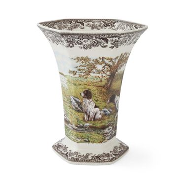 Woodland Hexagonal Vase, Hunting Dogs